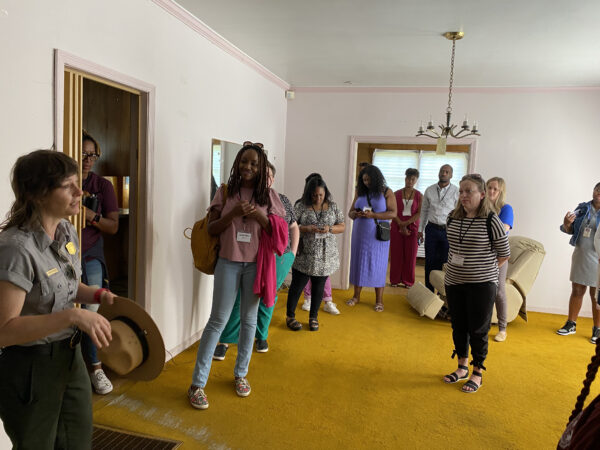 Teaching Fellows participating in tour at King family home on Sunset Ave.