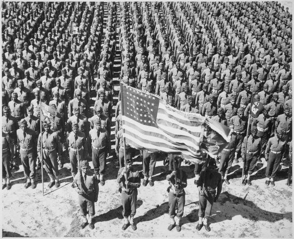 On parade, the 41st Engineers at Ft. Bragg, NC in Color Guard Ceremony